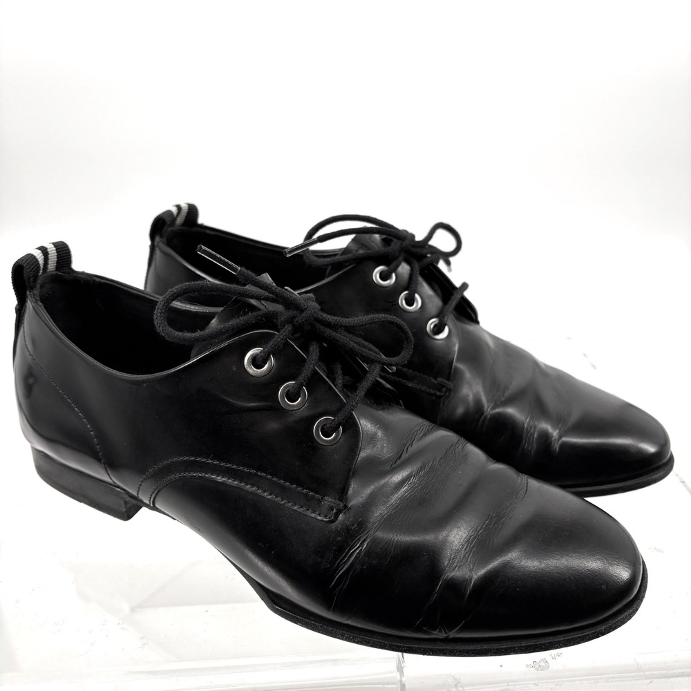 Rag & Bone Black Leather Lace Up Oxford Shoes Size 37 Menswear Inspired Flat